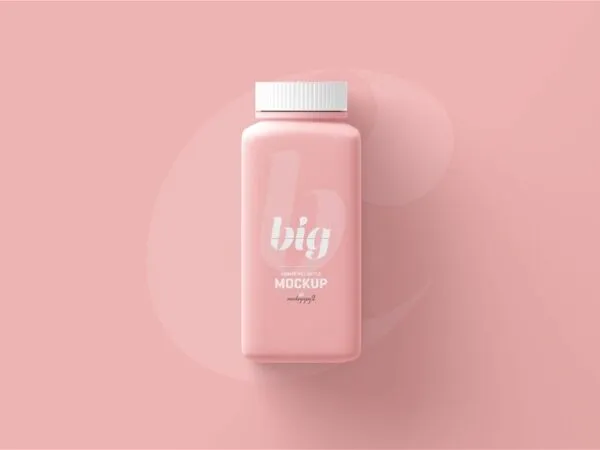 3 Views of Long Square Pill Bottle Mockup 1