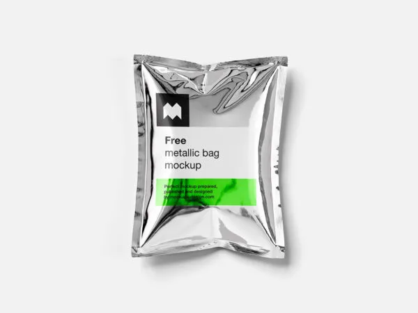 3 Views of Metallic Bag Mockup 1