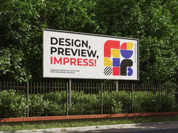 3 Views of Outdoor Billboard Mockup 1