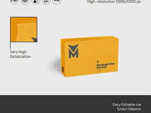 3 Views of Rectangle Box Mockup 1
