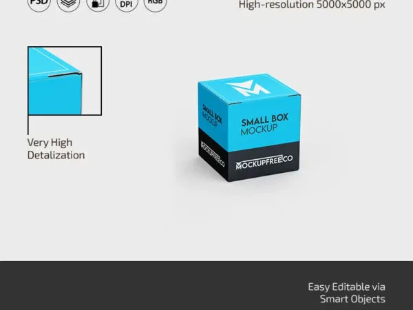 3 Views of Small Square Box Mockup 1