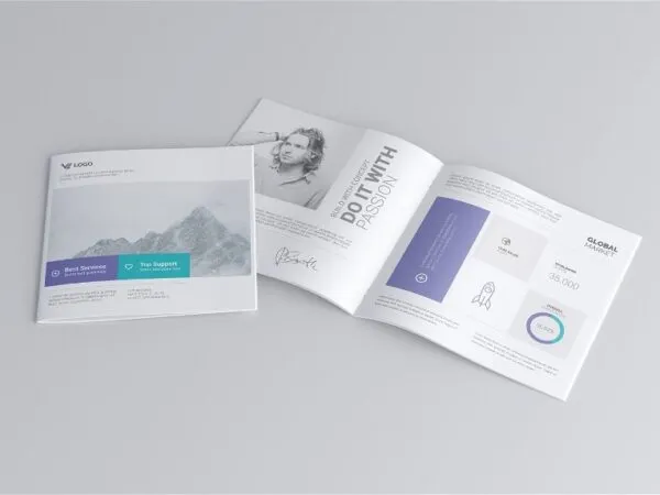 3 Views of Square Brochure Mockup 1