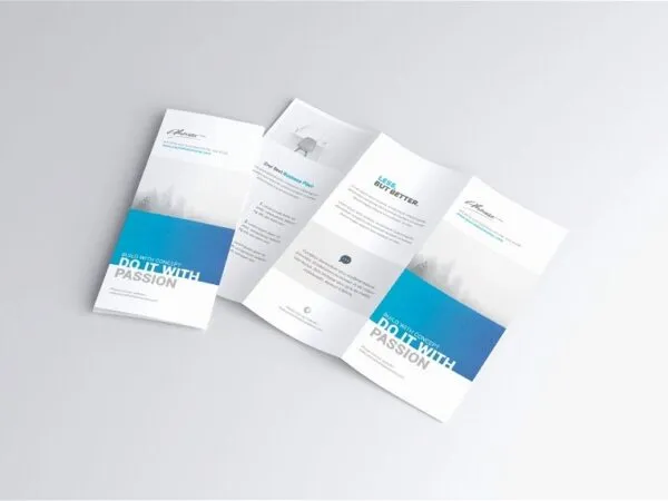 3 Views of US Letter Trifold Brochure Mockup 1