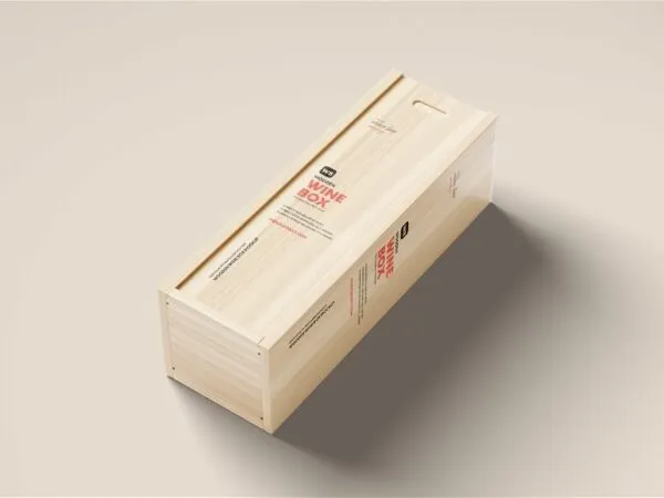 3 Views of Wooden Wine Box Mockup 1