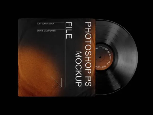 3 Vinyl Record Mockups in Front Sight 1