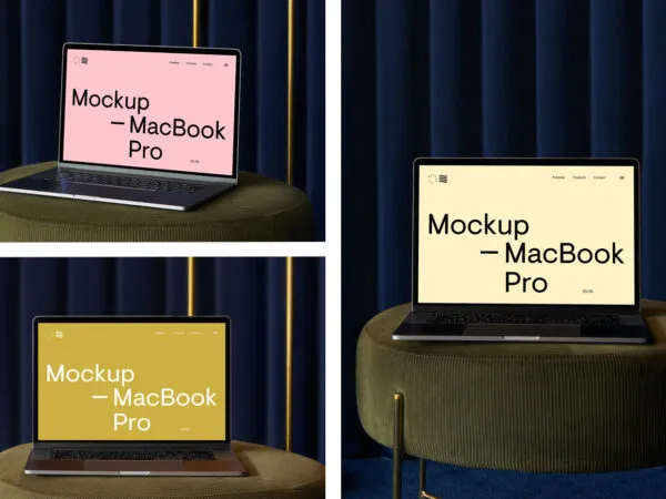 3 Visions of Apple MacBook Pro Scenes Mockups 1