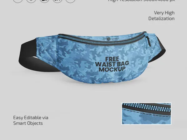 3 Waist Bag Mockups in Different Angles 1