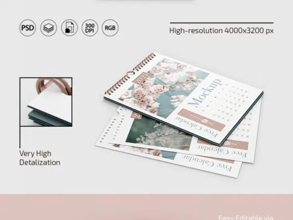3 Wall Calendar Mockups in Different Views 1