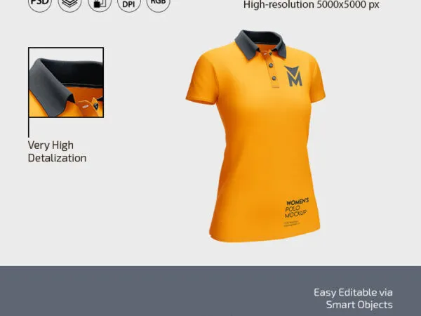 3 Womens Polo Shirt Mockups in Different Angles 1