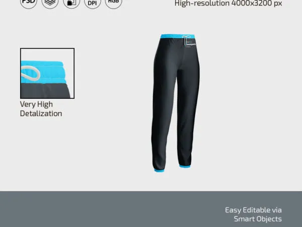 3 Womens Sweatpants Mockups in Various Shots 1