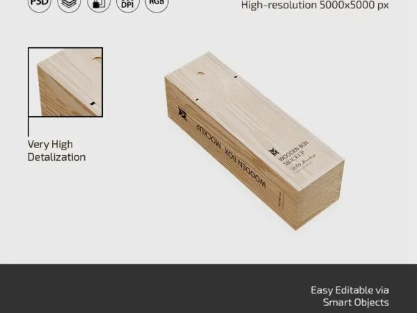3 Wooden Box Mockups in Different Sights 1