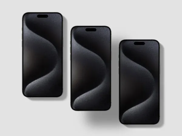 3 iPhones 15 Pro Mockup in Top View 1