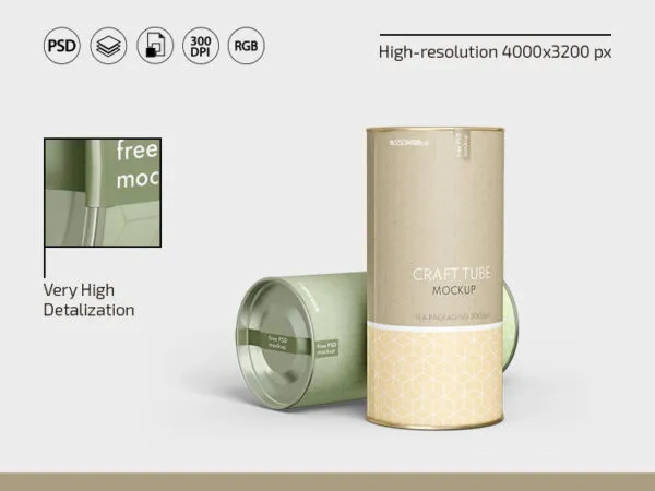 3 kraft Tube Mockups in Various Angles 1