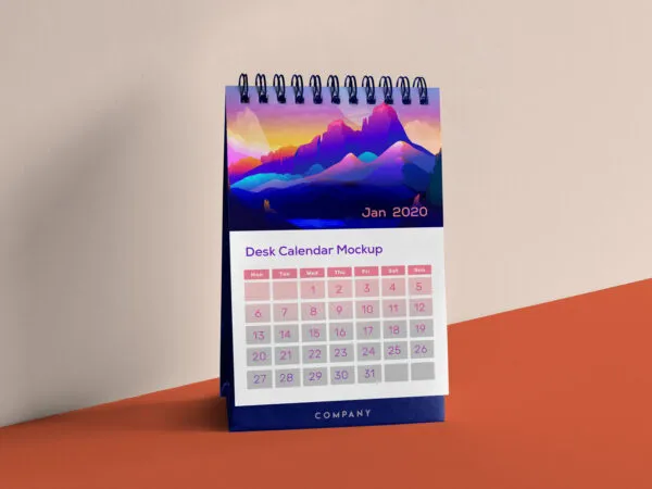 34 Angle Table Desk Calendar Mockup 1