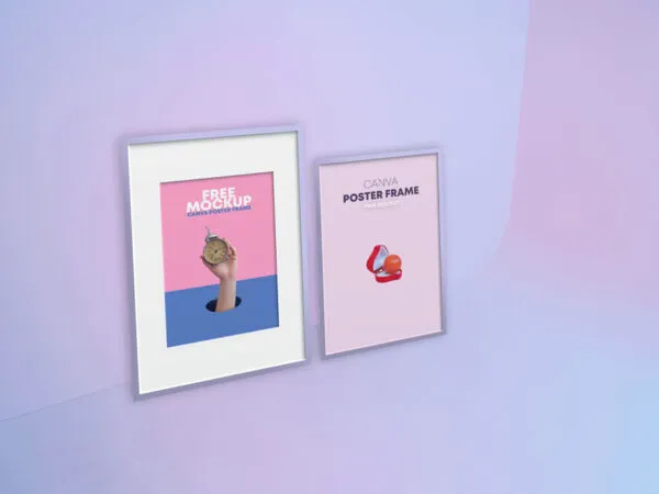 34 View 2 Canvas Poster Frames on Wall Mockup 1