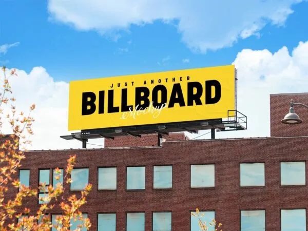 34 View Horizontal Rooftop Advertising Billboard on Building Mockup 1