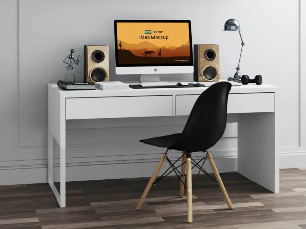 34 View IKEA Workstation with iMac Mockup 1