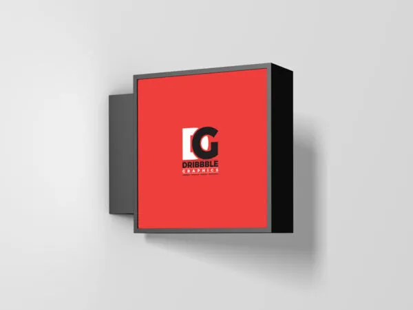 34 View Minimalistic Advertising Square Blade Sign Mockup 1