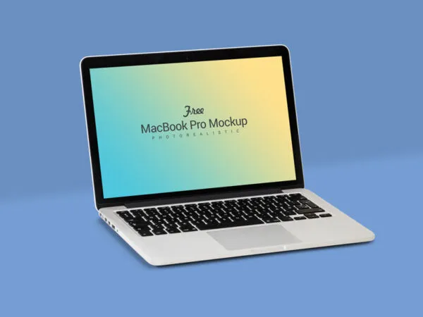 34 View Minimalistic Apple MacBook Pro on Floor Mockup 1
