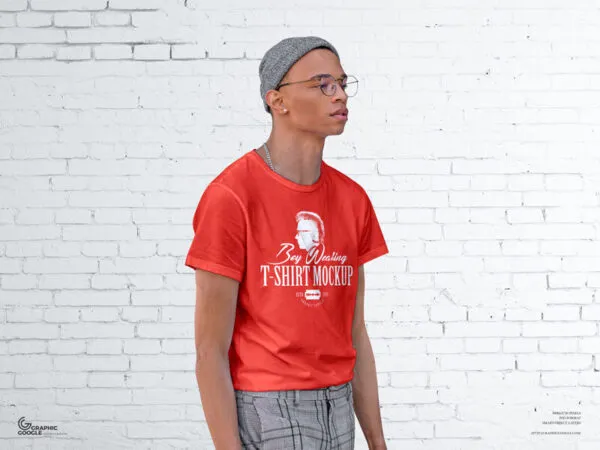 34 View Mockup of Boy Wearing T shirt 1