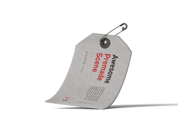 34 View Mono Floating Label Tag Mockup with Pin 1