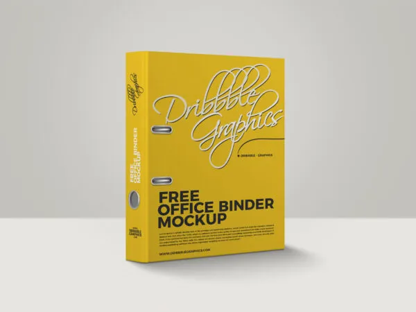 34 View Office Binder Standing in Plain Setting Mockup 1