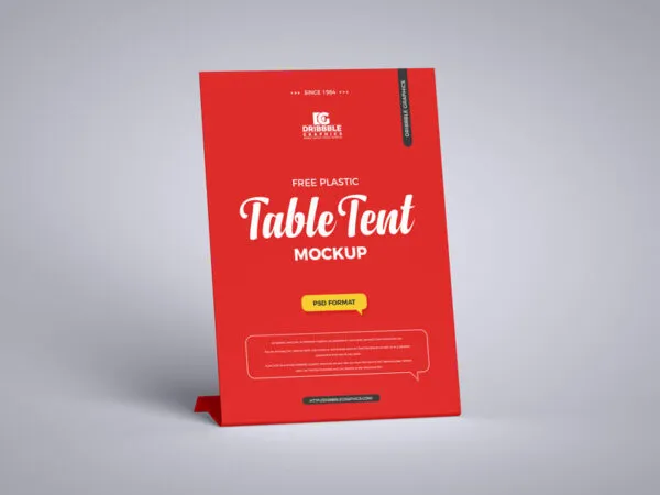 34 View Plastic Table Tent Mockup in Plain Setting 1