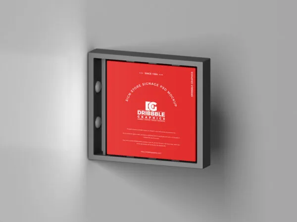 34 View Projecting Store Sign Mockup in Plain Setting 1