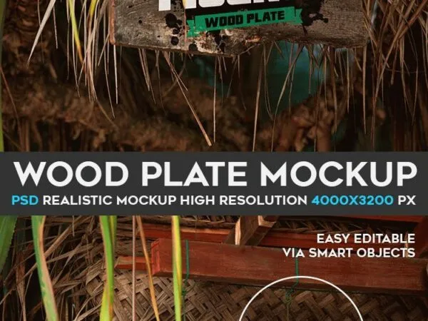 34 View Rusty Hanging Wooden Sign Mockup 1