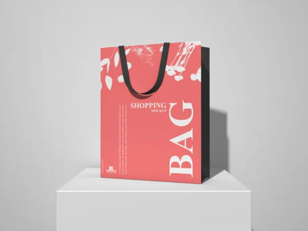 34 View Shopping Bag on Podium Mockup 1