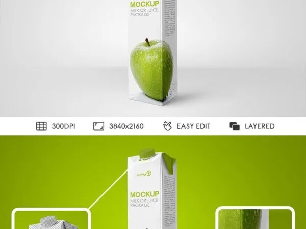 34 View Standing Milk or Juice Tetra Pack Mockup 1
