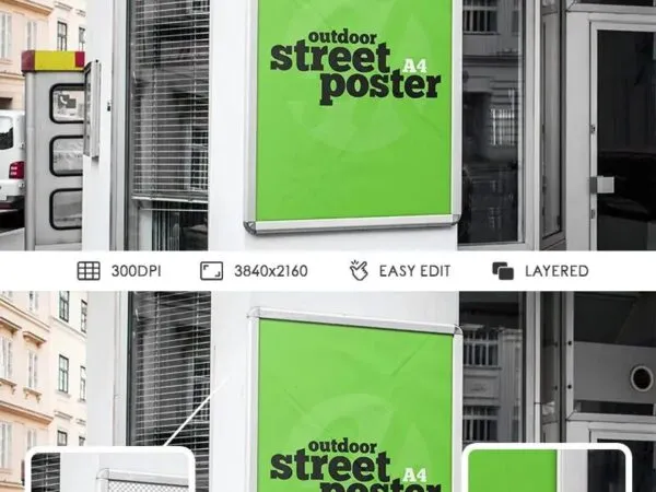34 View Street Poster Metal Frame on Wall Mockup 1