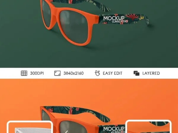 34 View Sunglasses Mockup in Plain Setting 1