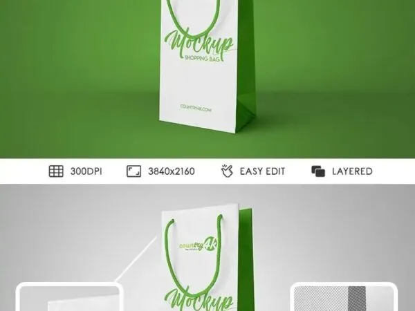 34 View Vertical Shopping Bag with Long Cotton Handles Mockup 1