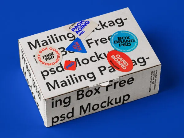 34 View of Mail Packaging Cardboard Box Mockup 1