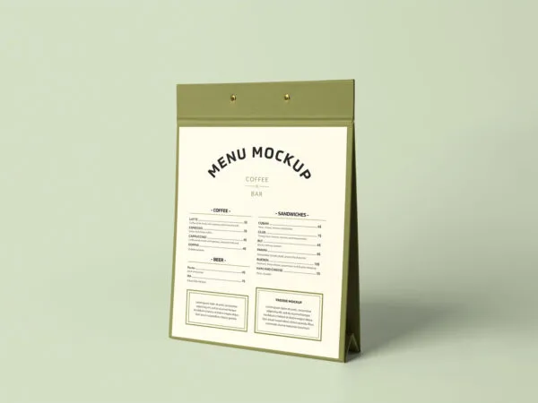 34 View of Menu Stand in a Solid Background Mockup 1