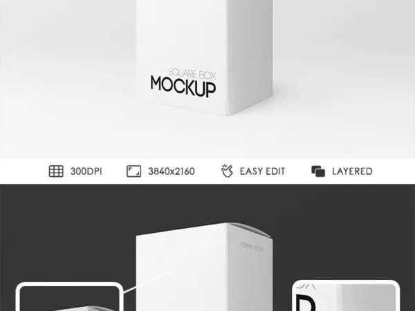 34 View of Square Box Packaging Mockup 1