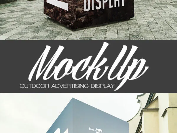 34 View of Vertical Big Outdoor Advertising Display Screen Mockup 1