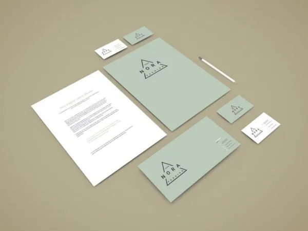34 View of a Full Package of Branding Stationery Mockup 1