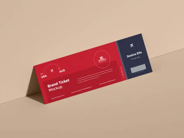 34 View of a Rectangular Ticket Mockup 1
