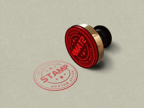 34 View of a Round Stamp Mockup 1