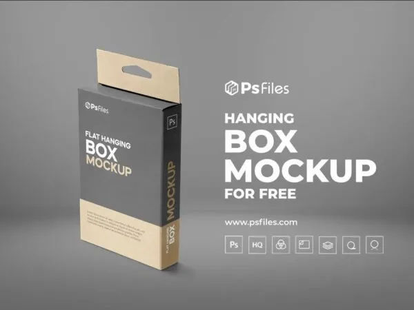 34 View of a Slim Hanging Box Packaging Mockup 1