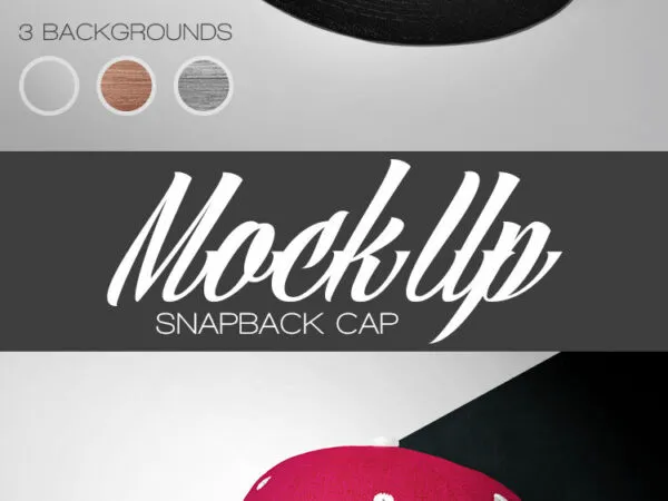 34 View of a Snapback Cap Mockup with 3 Backgrounds 1