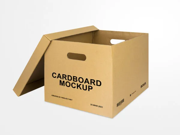 34 View of an Open Square Cardboard Mockup 1