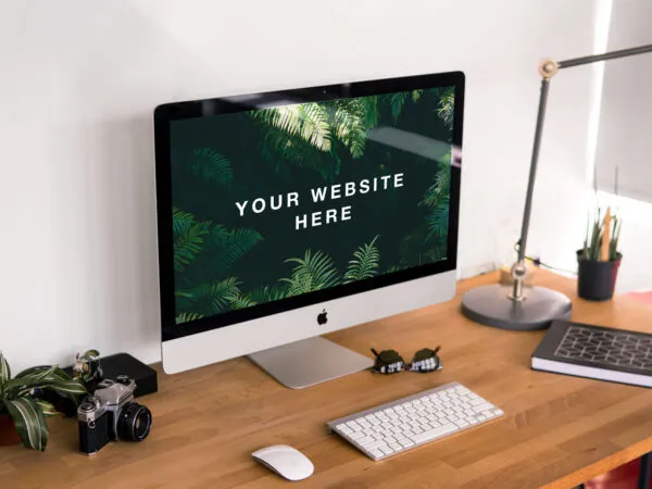 34 View of an iMac on a Wooden Desk 1