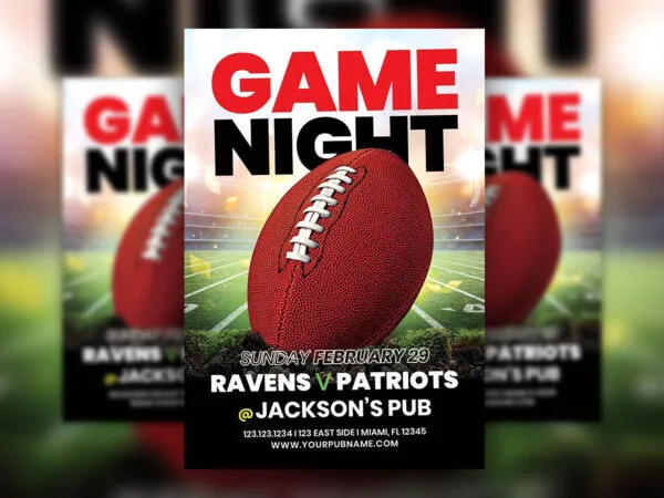 3D Football Game Flyer Template 1
