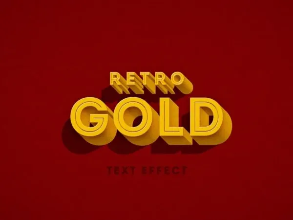 3D Gold Retro Text Effect 1