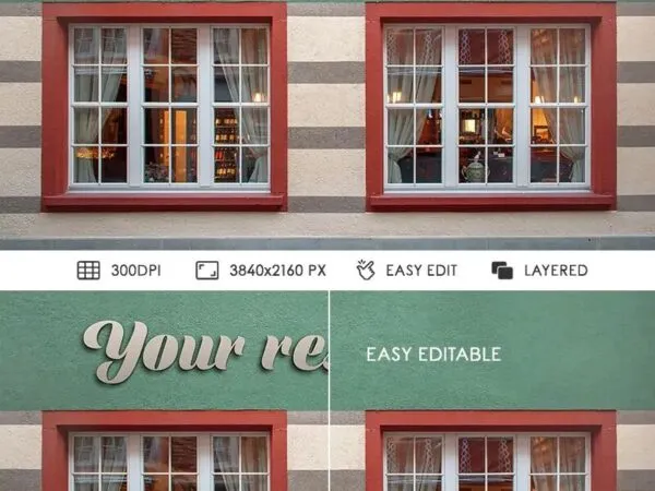 3D Logo Sign Above Restaurant Facade Mockup 1