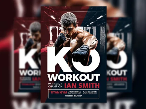 3D Modern Boxing Flyer Template 1