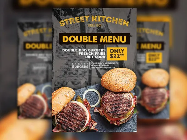 3D Modern Burger House Flyer Template 1